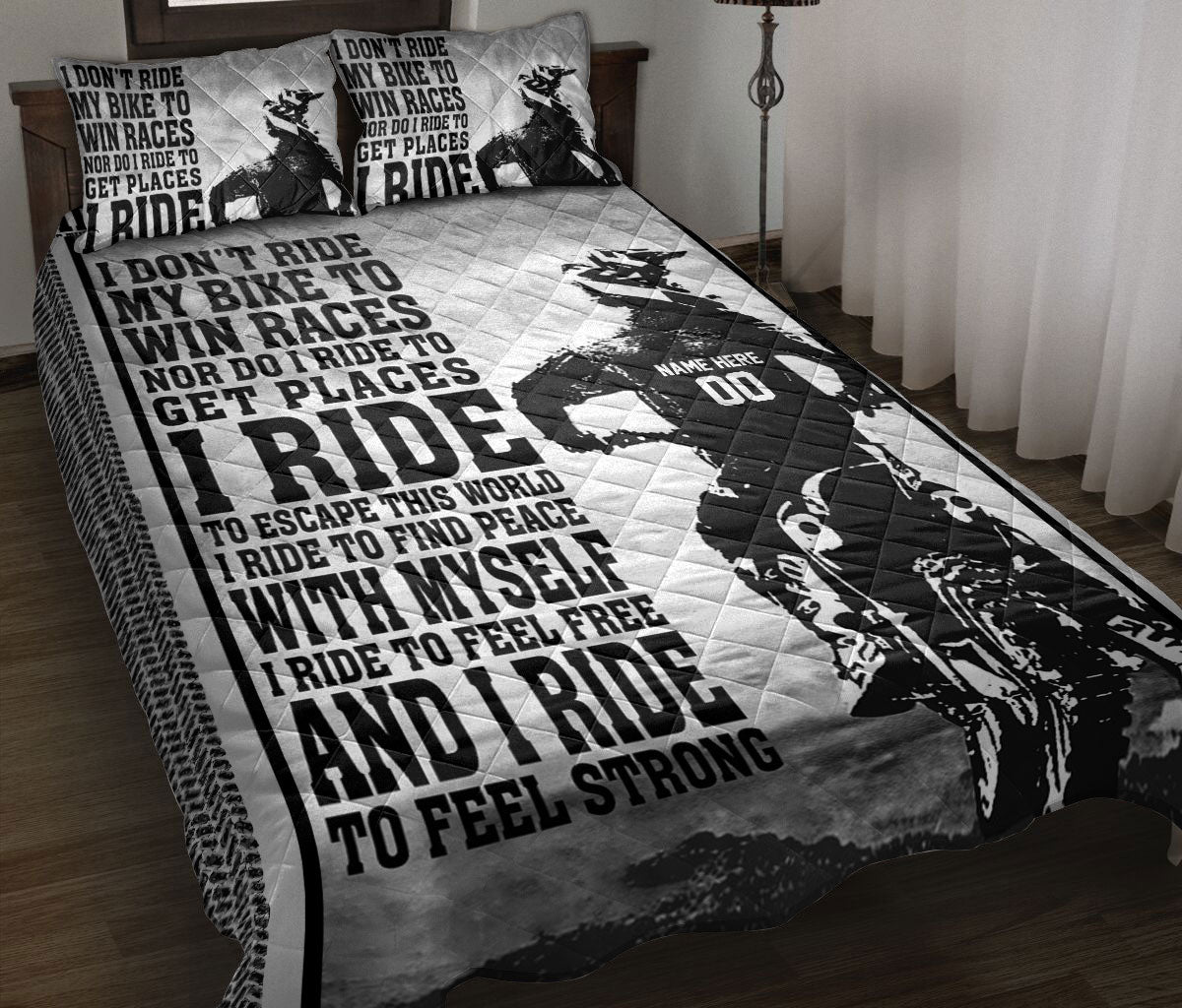 Ohaprints-Quilt-Bed-Set-Pillowcase-Dirt-Bike-Motocross-I-Don'T-Ride-My-Bike-To-Win-Races-Custom-Personalized-Name-Blanket-Bedspread-Bedding-1918-Throw (55'' x 60'')