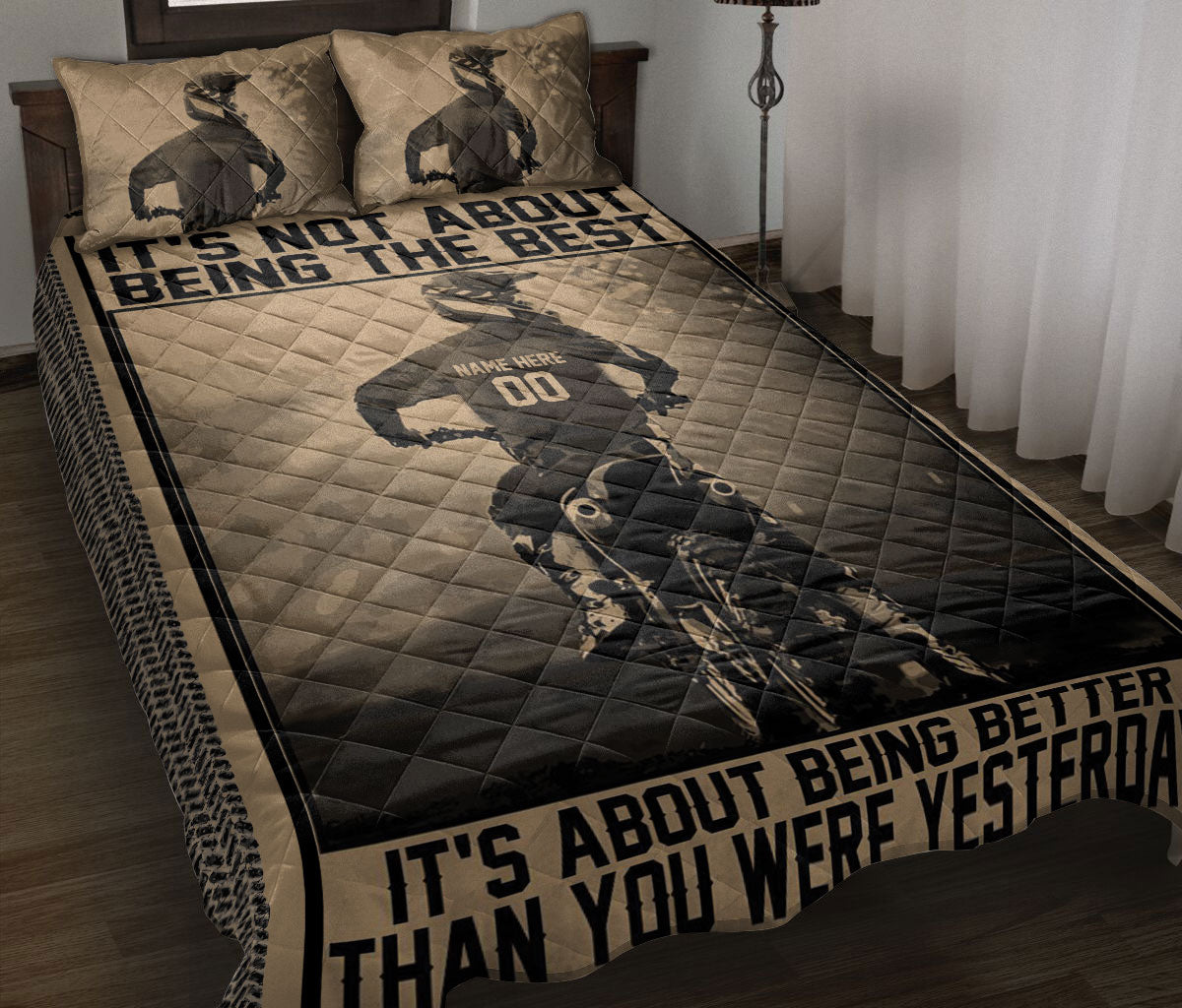 Ohaprints-Quilt-Bed-Set-Pillowcase-Dirt-Bike-Motocross-It'S-Not-About-Being-The-Best-Custom-Personalized-Name-Blanket-Bedspread-Bedding-2509-Throw (55'' x 60'')