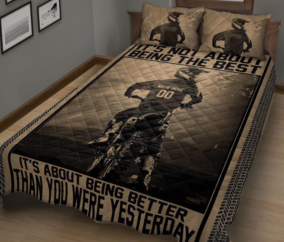 Ohaprints-Quilt-Bed-Set-Pillowcase-Dirt-Bike-Motocross-It'S-Not-About-Being-The-Best-Custom-Personalized-Name-Blanket-Bedspread-Bedding-2509-King (90'' x 100'')