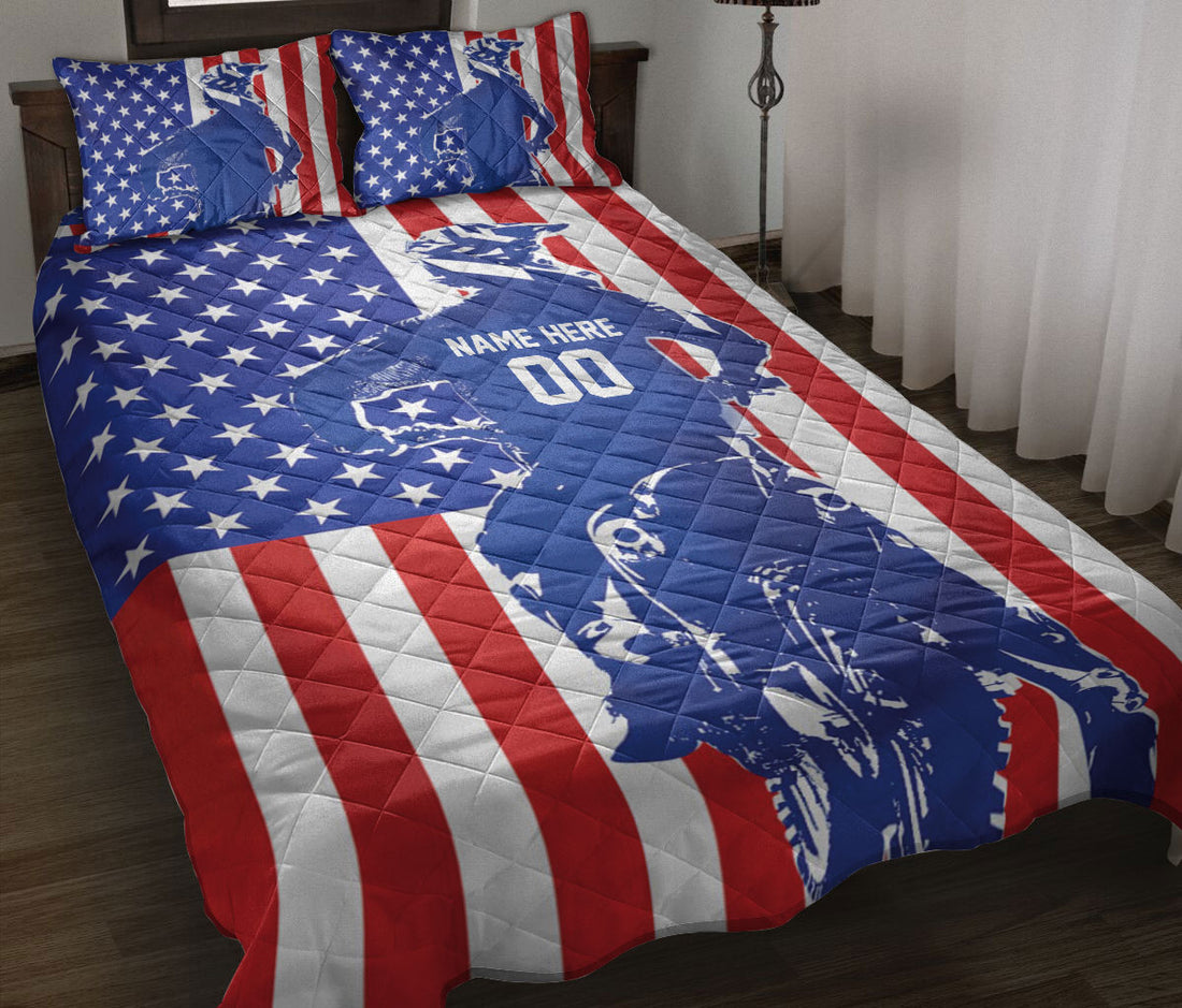 Ohaprints-Quilt-Bed-Set-Pillowcase-Dirt-Bike-Extreme-Sports-Us-Flag-Motocross-Racer-Custom-Personalized-Name-Number-Blanket-Bedspread-Bedding-3036-Throw (55'' x 60'')