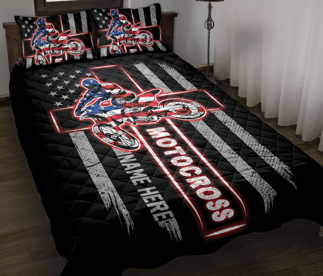 Ohaprints-Quilt-Bed-Set-Pillowcase-Dirt-Bike-Extreme-Sport-Motocross-Racer-Cross-Custom-Personalized-Name-Number-Blanket-Bedspread-Bedding-160-Throw (55'' x 60'')