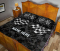 Ohaprints-Quilt-Bed-Set-Pillowcase-Racing-Black-&-White-Checkered-Flag-For-Race-Fan-Custom-Personalized-Name-Blanket-Bedspread-Bedding-753-Queen (80'' x 90'')