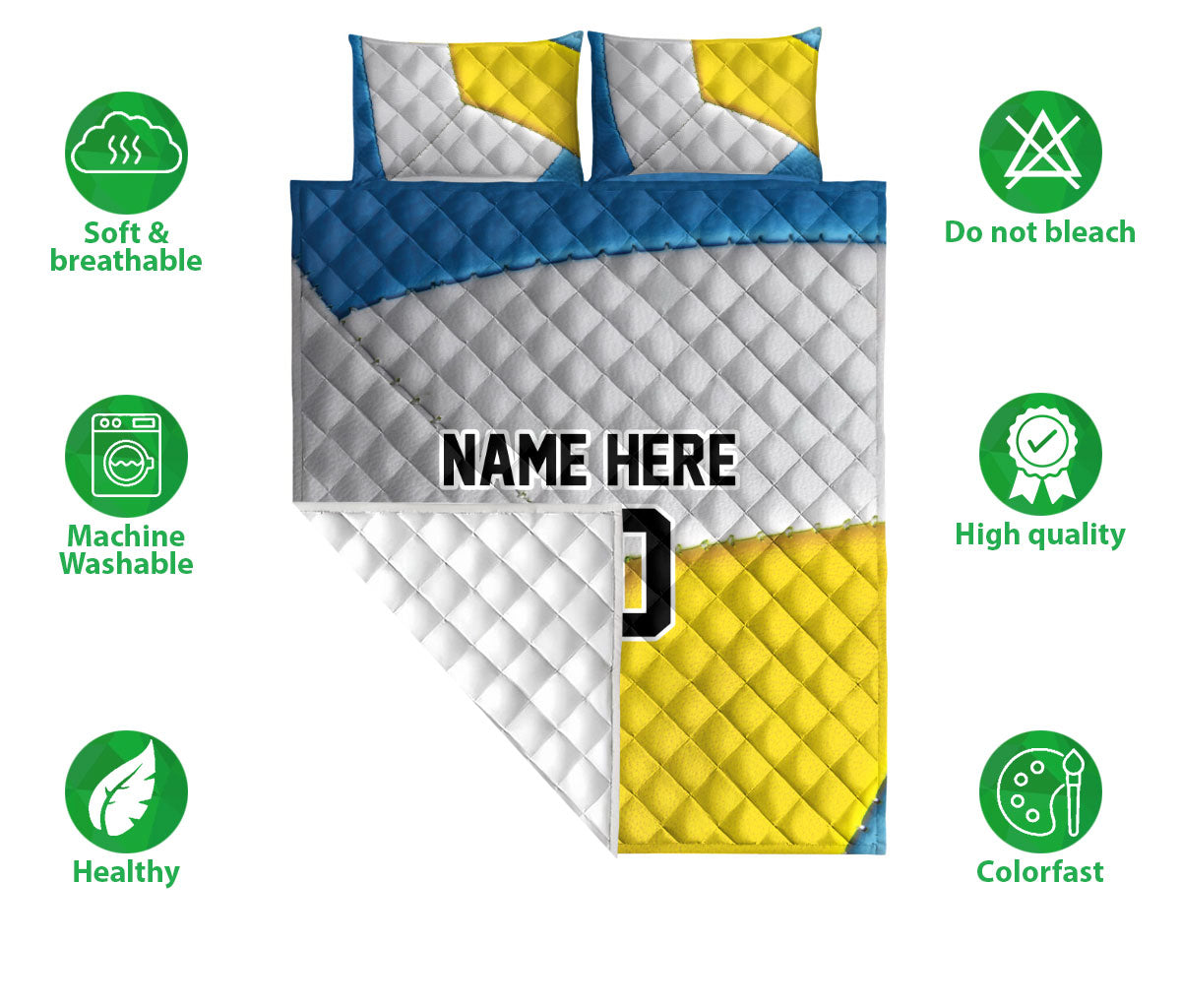 Ohaprints-Quilt-Bed-Set-Pillowcase-Volleyball-Ball-Pattern-Gifts-For-Sports-Lover-Custom-Personalized-Name-Number-Blanket-Bedspread-Bedding-161-Double (70'' x 80'')
