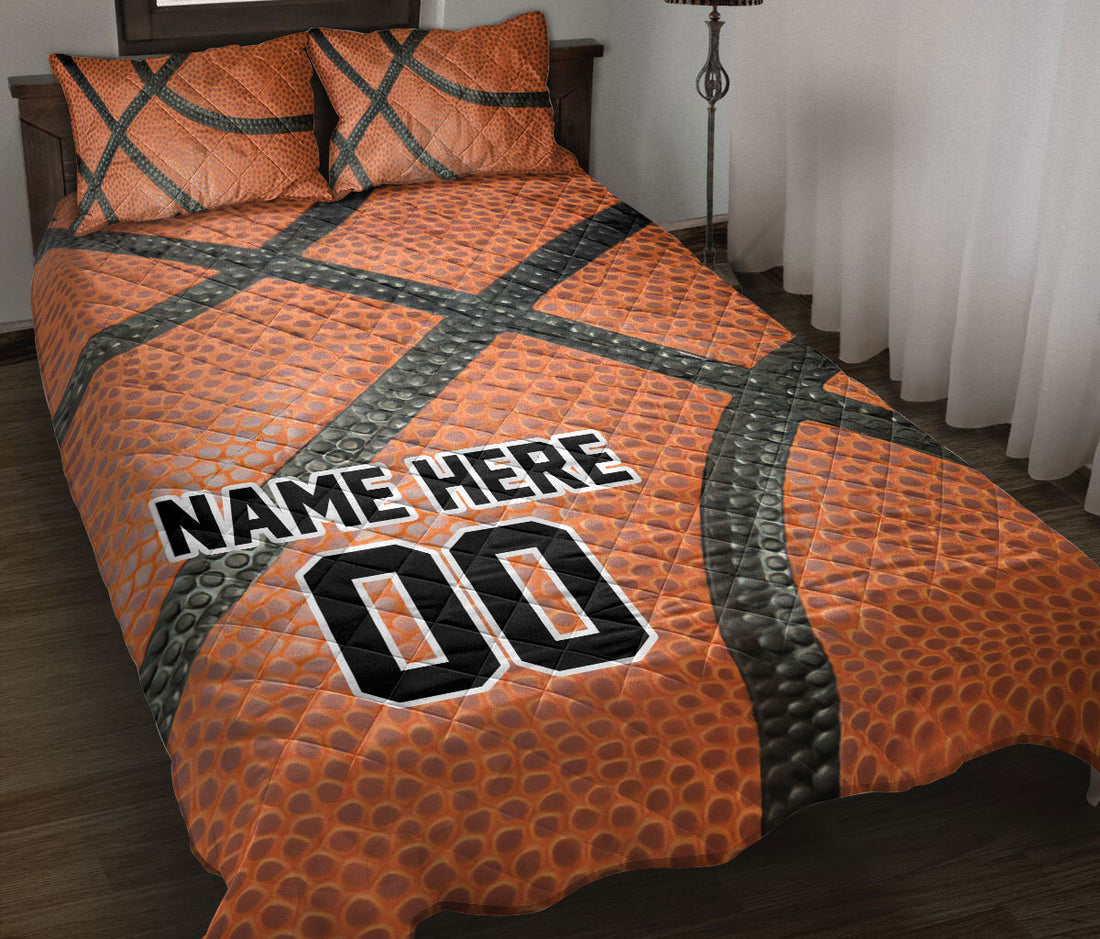 Ohaprints-Quilt-Bed-Set-Pillowcase-Basketball-Orange-Ball-Gifts-For-Sports-Lover-Custom-Personalized-Name-Blanket-Bedspread-Bedding-754-Throw (55'' x 60'')