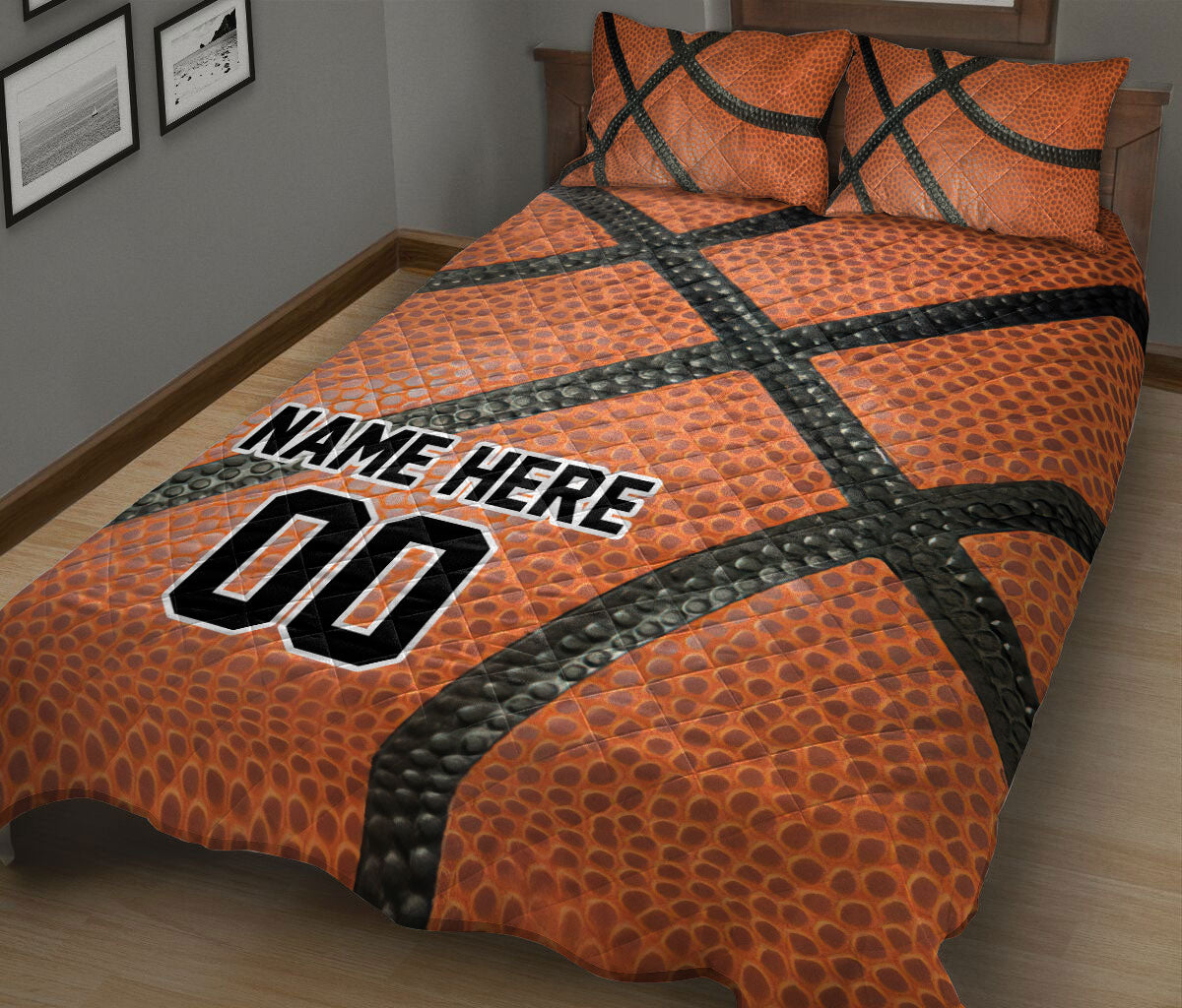 Ohaprints-Quilt-Bed-Set-Pillowcase-Basketball-Orange-Ball-Gifts-For-Sports-Lover-Custom-Personalized-Name-Blanket-Bedspread-Bedding-754-King (90'' x 100'')