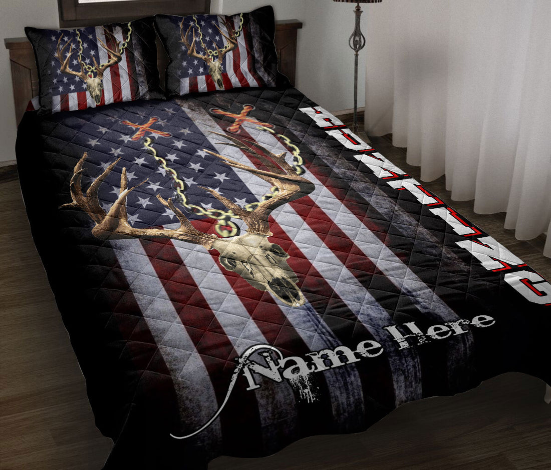 Ohaprints-Quilt-Bed-Set-Pillowcase-Deer-Hunting-American-Us-Flag-Patriot-July-4Th-Custom-Personalized-Name-Blanket-Bedspread-Bedding-1514-Throw (55'' x 60'')