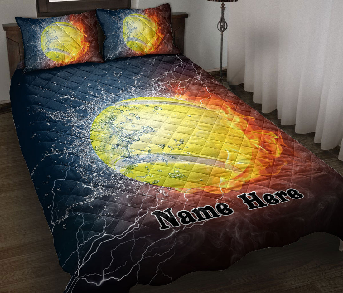 Ohaprints-Quilt-Bed-Set-Pillowcase-Tennis-Ball-Fire-&-Water-Unique-Sports-Gift-Idea-Custom-Personalized-Name-Blanket-Bedspread-Bedding-2100-Throw (55'' x 60'')