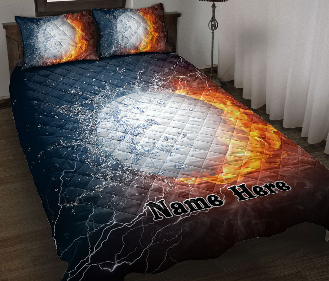 Ohaprints-Quilt-Bed-Set-Pillowcase-Golf-White-Ball-Fire-&-Water-Unique-Sports-Gift-Idea-Custom-Personalized-Name-Blanket-Bedspread-Bedding-2695-Throw (55'' x 60'')