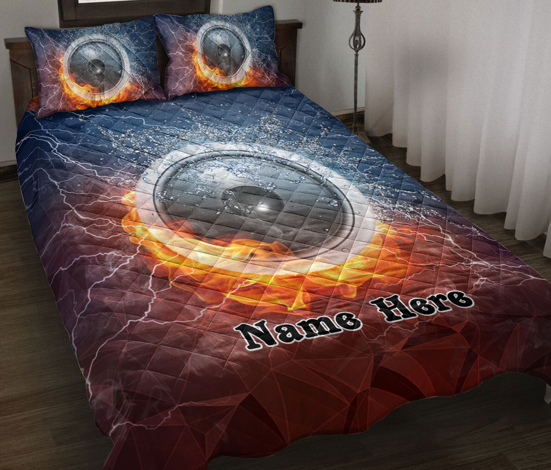 Ohaprints-Quilt-Bed-Set-Pillowcase-Speaker-Music-Lover-On-Fire-&-Water-Unique-Gift-Idea-Custom-Personalized-Name-Blanket-Bedspread-Bedding-2101-Throw (55'' x 60'')