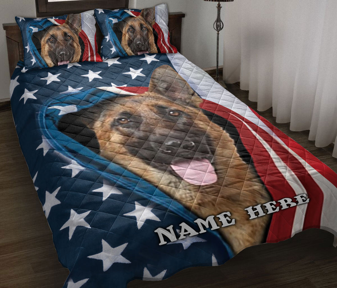 Ohaprints-Quilt-Bed-Set-Pillowcase-German-Shepherd-Patriot-July-4Th-American-Us-Flag-Custom-Personalized-Name-Blanket-Bedspread-Bedding-348-Throw (55'' x 60'')