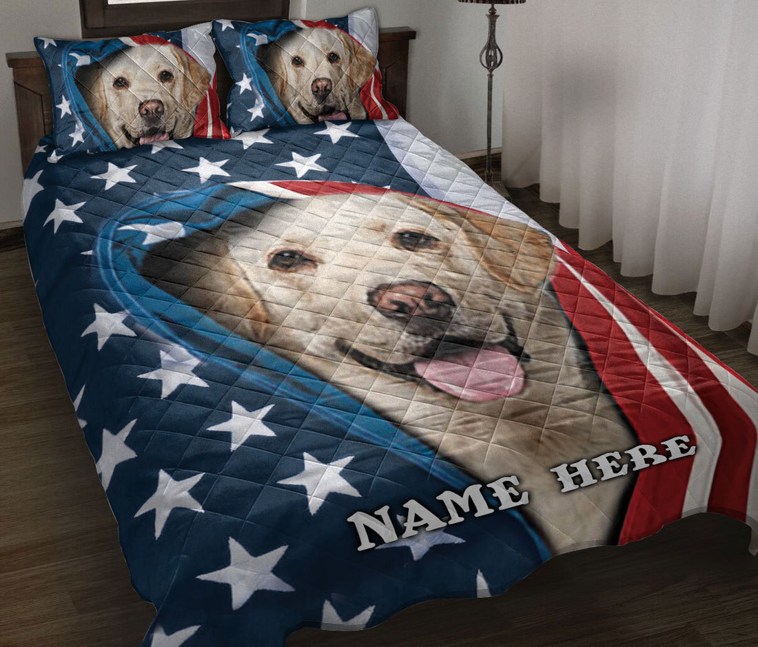 Ohaprints-Quilt-Bed-Set-Pillowcase-Labrador-Retriever-Patriot-July-4Th-American-Us-Flag-Custom-Personalized-Name-Blanket-Bedspread-Bedding-1520-Throw (55'' x 60'')