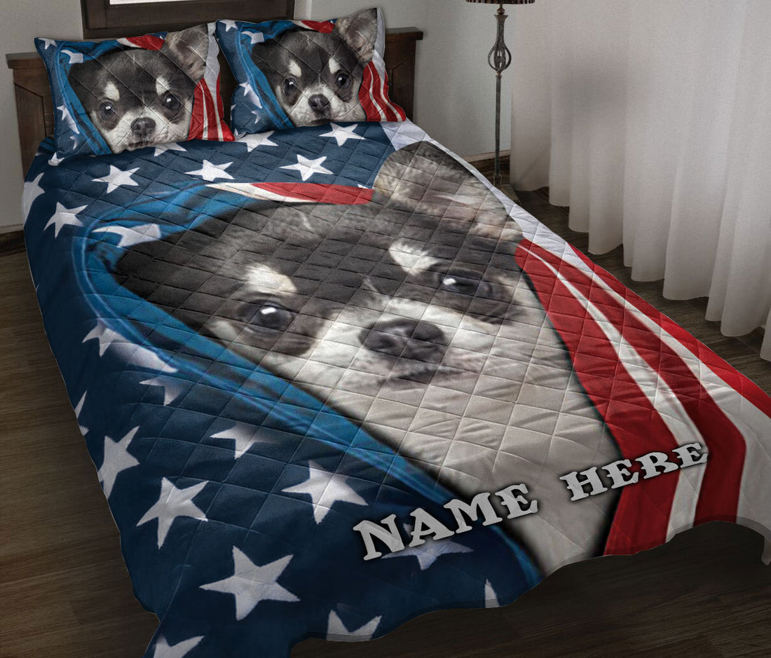 Ohaprints-Quilt-Bed-Set-Pillowcase-Chihuahua-Patriot-July-4Th-American-Us-Flag-Usa-Custom-Personalized-Name-Blanket-Bedspread-Bedding-2105-Throw (55'' x 60'')