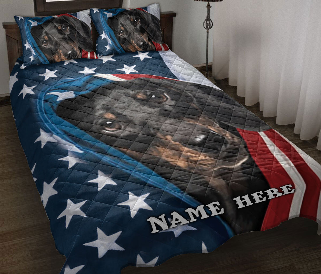 Ohaprints-Quilt-Bed-Set-Pillowcase-Dachshund-Wiener-Patriot-July-4Th-American-Us-Flag-Custom-Personalized-Name-Blanket-Bedspread-Bedding-2700-Throw (55'' x 60'')