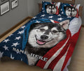 Ohaprints-Quilt-Bed-Set-Pillowcase-Siberian-Husky-Patriot-July-4Th-American-Us-Flag-Usa-Custom-Personalized-Name-Blanket-Bedspread-Bedding-940-King (90'' x 100'')