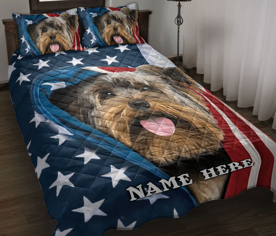 Ohaprints-Quilt-Bed-Set-Pillowcase-Yorkshire-Terrier-Yorkie-Patriot-American-Us-Flag-Custom-Personalized-Name-Blanket-Bedspread-Bedding-1521-Throw (55'' x 60'')