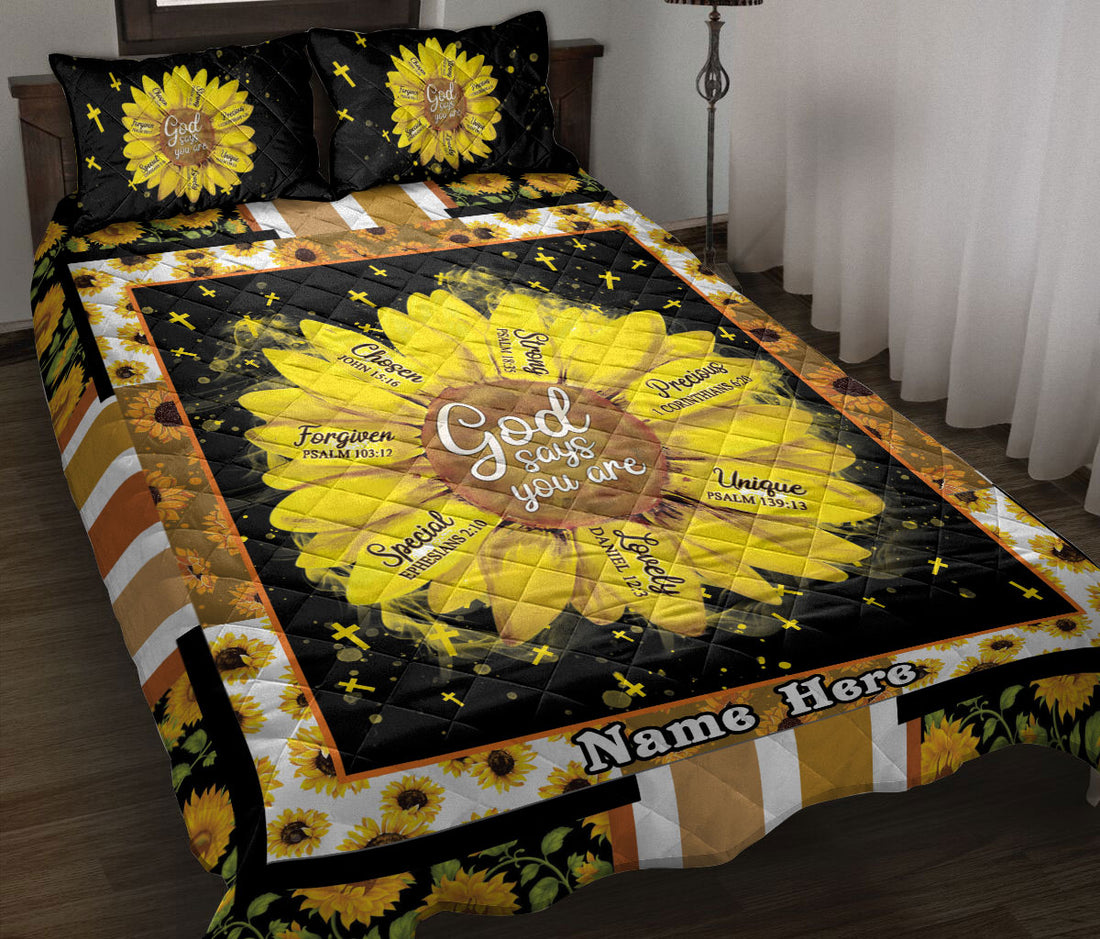 Ohaprints-Quilt-Bed-Set-Pillowcase-God-Says-You-Are-Sunflower-Custom-Personalized-Name-Blanket-Bedspread-Bedding-1231-Throw (55'' x 60'')