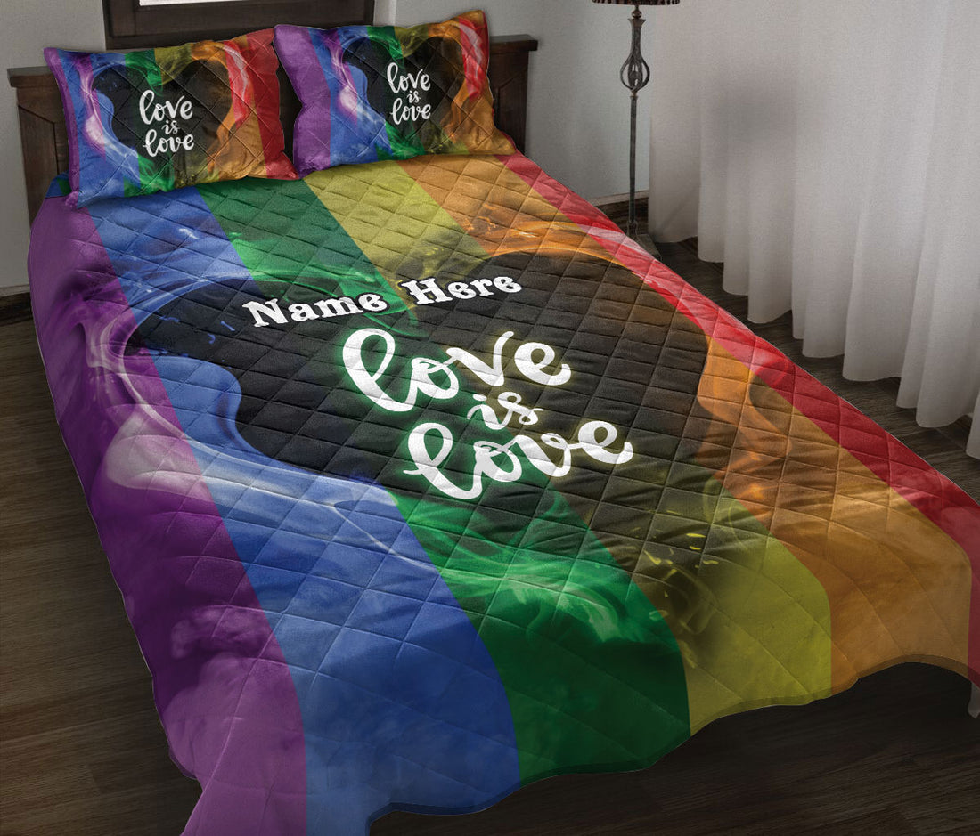 Ohaprints-Quilt-Bed-Set-Pillowcase-Lgbt-Heart-Love-Is-Love-Love-Wins-Pride-Gift-Custom-Personalized-Name-Blanket-Bedspread-Bedding-123-Throw (55'' x 60'')