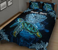 Ohaprints-Quilt-Bed-Set-Pillowcase-Sea-Turtles-Turtle-Animal-Blue-Floral-Pattern-Gift-Custom-Personalized-Name-Blanket-Bedspread-Bedding-2400-King (90'' x 100'')