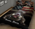 Ohaprints-Quilt-Bed-Set-Pillowcase-Staffordshire-Pitbull-Terrier-American-Flag-Dog-Lover-Custom-Personalized-Name-Blanket-Bedspread-Bedding-624-King (90'' x 100'')