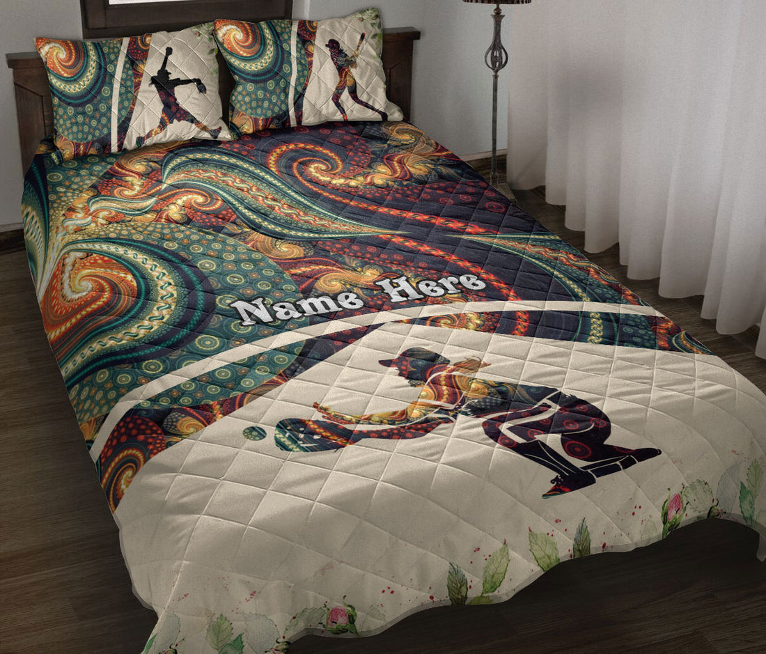 Ohaprints-Quilt-Bed-Set-Pillowcase-Softball-Mandala-Floral-Pattern-Sport-Unique-Gift-Custom-Personalized-Name-Blanket-Bedspread-Bedding-1860-Throw (55'' x 60'')