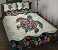 Ohaprints-Quilt-Bed-Set-Pillowcase-Turtles-Turtle-Floral-Pattern-Tropical-Flower-Gift-Custom-Personalized-Name-Blanket-Bedspread-Bedding-2401-Throw (55'' x 60'')