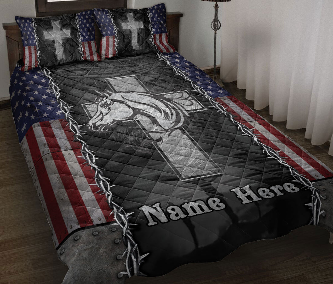 Ohaprints-Quilt-Bed-Set-Pillowcase-Jesus-God-Cross-Christ-Christian-Horse-Custom-Personalized-Name-Blanket-Bedspread-Bedding-116-Throw (55'' x 60'')
