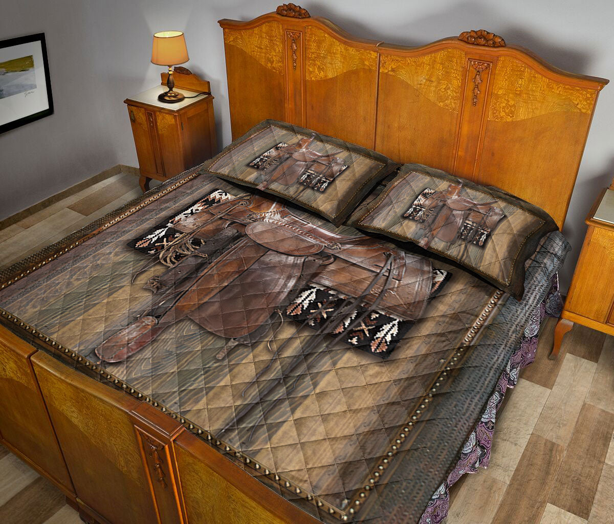 Ohaprints-Quilt-Bed-Set-Pillowcase-Horse-Lover-Saddle-Gift-For-Western-Cowboy-Cowgirl-Custom-Personalized-Name-Blanket-Bedspread-Bedding-654-Queen (80'' x 90'')