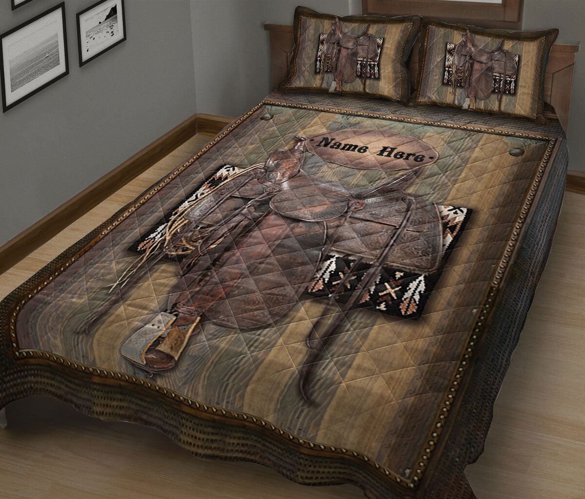 Ohaprints-Quilt-Bed-Set-Pillowcase-Horse-Lover-Saddle-Gift-For-Western-Cowgirl-Cowboy-Custom-Personalized-Name-Blanket-Bedspread-Bedding-72-King (90'' x 100'')