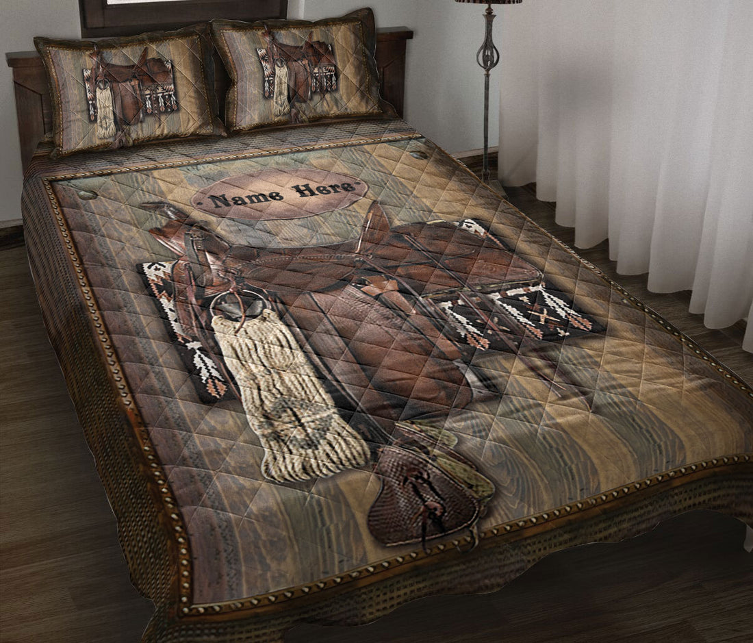 Ohaprints-Quilt-Bed-Set-Pillowcase-Horse-Saddle-Lover-Gift-For-Western-Cowboy-Cowgirl-Custom-Personalized-Name-Blanket-Bedspread-Bedding-51-Throw (55'' x 60'')