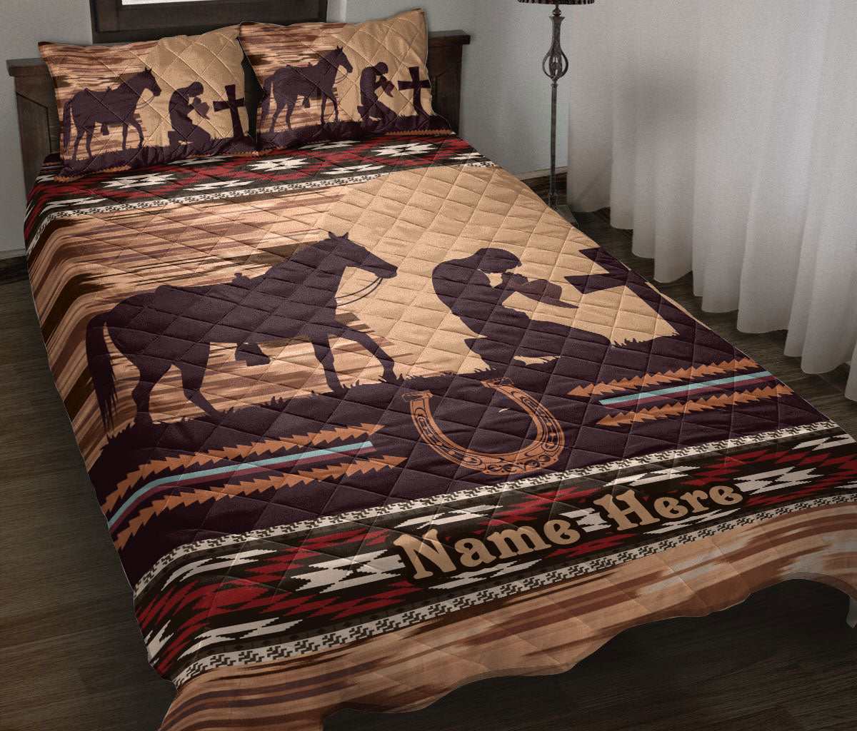 Ohaprints-Quilt-Bed-Set-Pillowcase-Horse-Lover-Pray-Gift-For-Western-Cowboy-Cowgirl-Custom-Personalized-Name-Blanket-Bedspread-Bedding-1662-Throw (55'' x 60'')