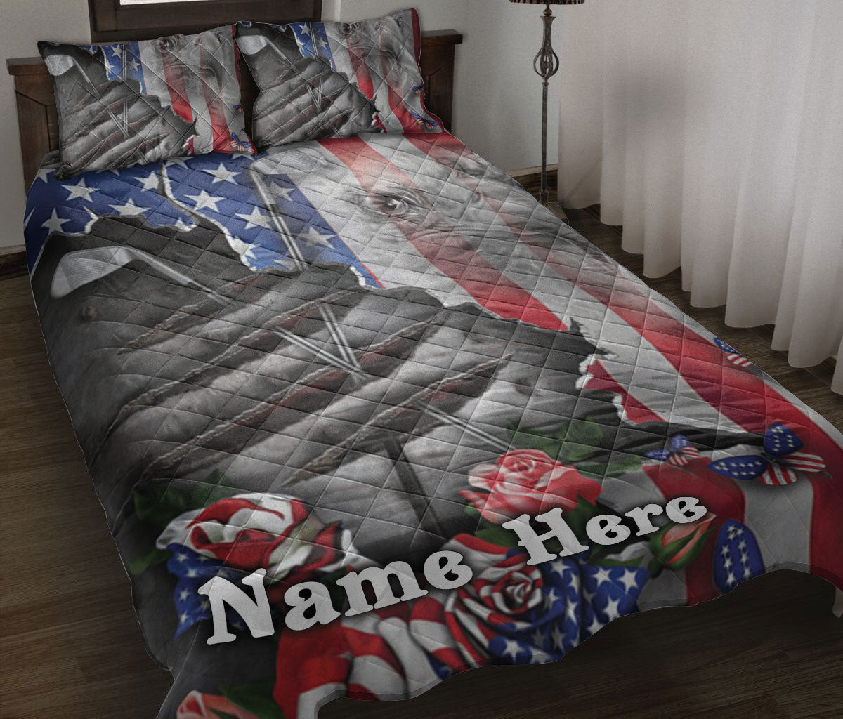 Ohaprints-Quilt-Bed-Set-Pillowcase-Golf-Sport-Proud-Nation-Patriotic-American-Us-Flag-Custom-Personalized-Name-Blanket-Bedspread-Bedding-1337-Throw (55'' x 60'')