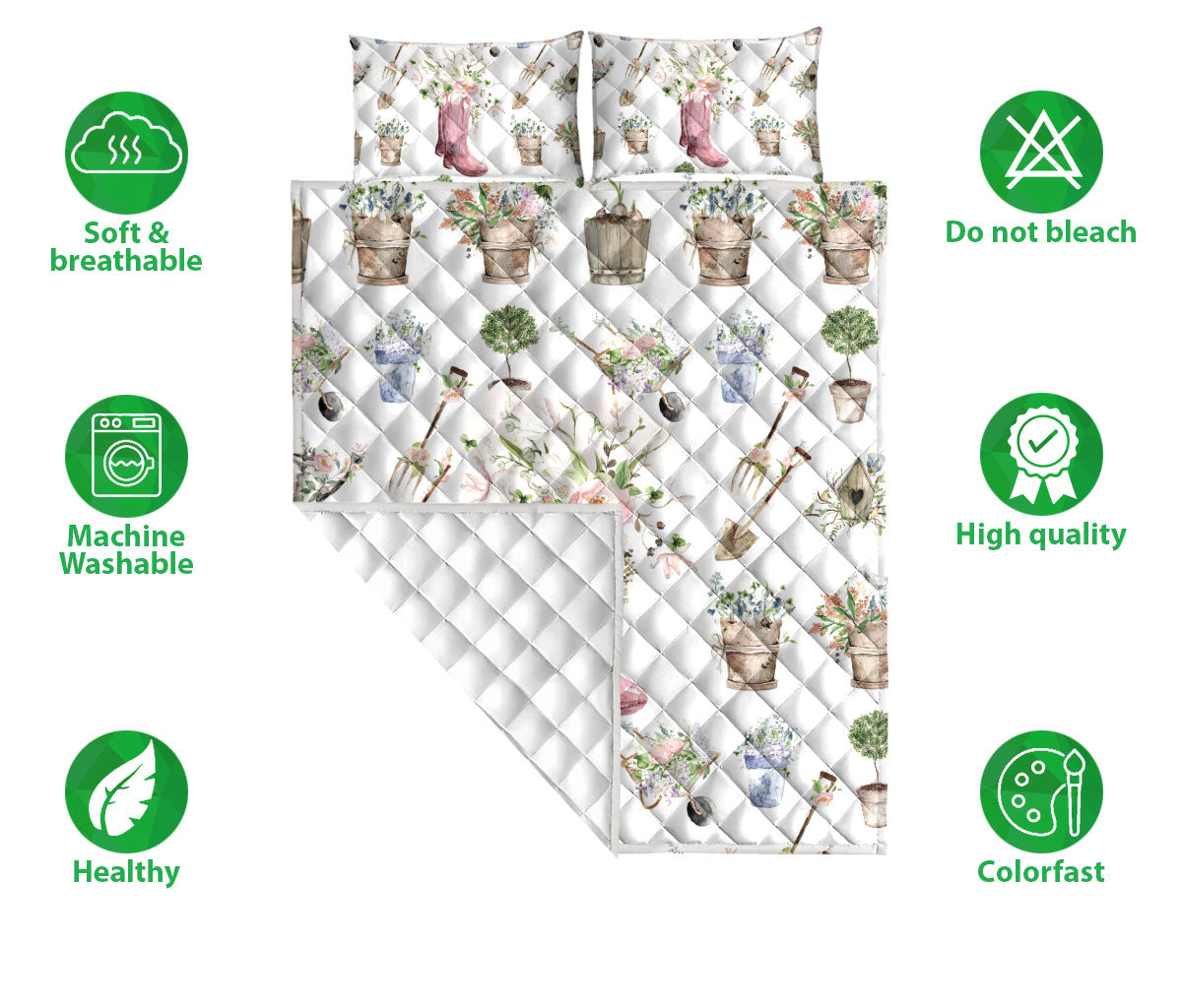 Ohaprints-Quilt-Bed-Set-Pillowcase-Love-Gardening-Pink-Boots-Unique-Gift-For-Gardening-Lover-Floral-Pattern-Blanket-Bedspread-Bedding-759-Double (70'' x 80'')