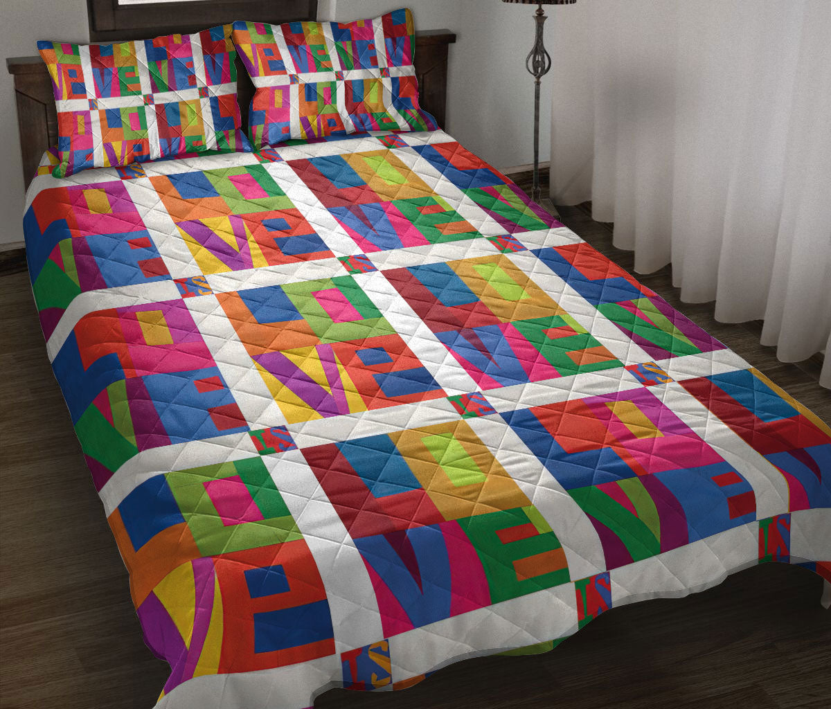 Ohaprints-Quilt-Bed-Set-Pillowcase-Lgbtq-Lgbtgay-Lesbian-Support-Love-Is-Love-Love-Wins-Rainbow-Flag-Heart-Blanket-Bedspread-Bedding-2517-Throw (55'' x 60'')