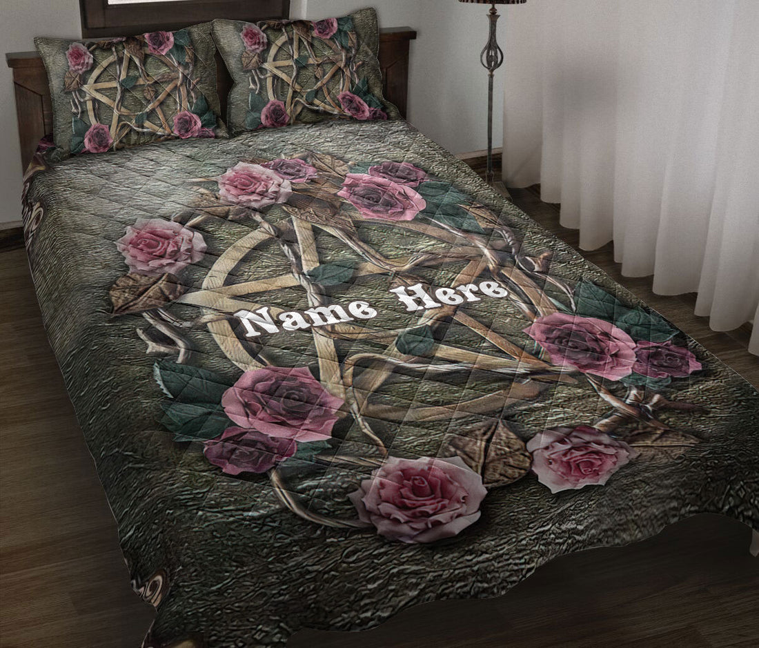 Ohaprints-Quilt-Bed-Set-Pillowcase-Mystical-Witch-Witchcraft-Halloween-Grey-Pattern-Custom-Personalized-Name-Blanket-Bedspread-Bedding-2483-Throw (55'' x 60'')