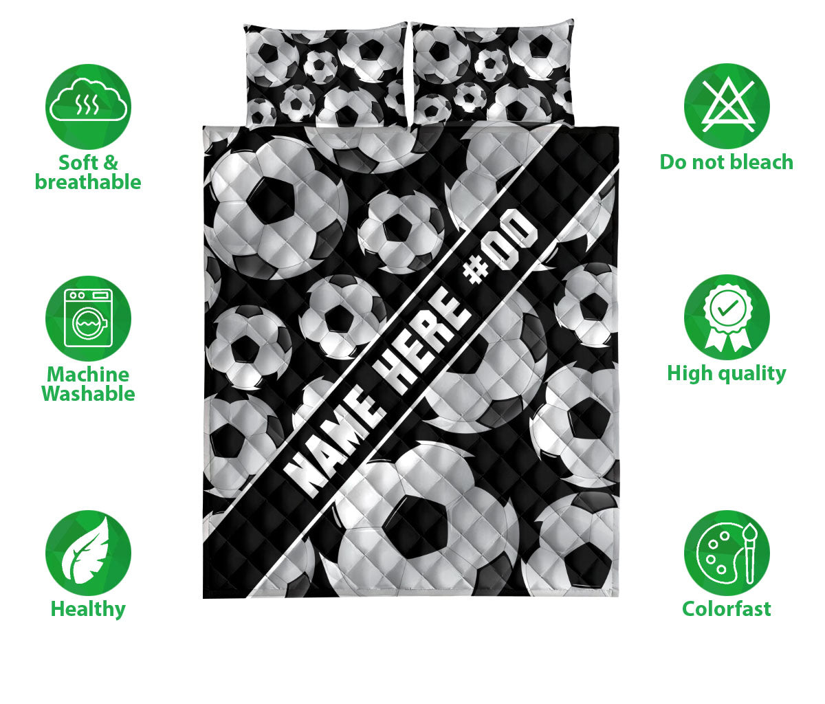 Ohaprints-Quilt-Bed-Set-Pillowcase-Soccer-Ball-Pattern-Gift-Sport-Lover-Custom-Personalized-Name-Number-Blanket-Bedspread-Bedding-3364-Double (70'' x 80'')