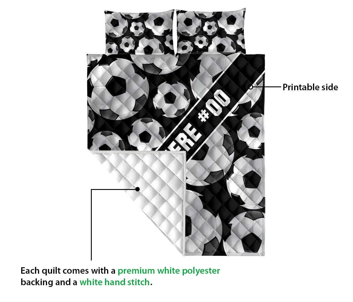 Ohaprints-Quilt-Bed-Set-Pillowcase-Soccer-Ball-Pattern-Gift-Sport-Lover-Custom-Personalized-Name-Number-Blanket-Bedspread-Bedding-3364-Queen (80'' x 90'')