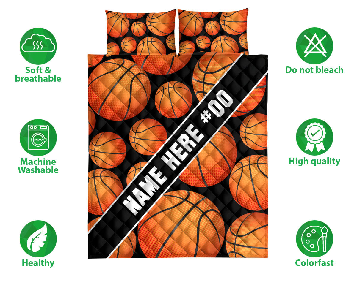 Ohaprints-Quilt-Bed-Set-Pillowcase-Basketball-Ball-Pattern-Sport-Lover-Custom-Personalized-Name-Number-Blanket-Bedspread-Bedding-3390-Double (70'' x 80'')