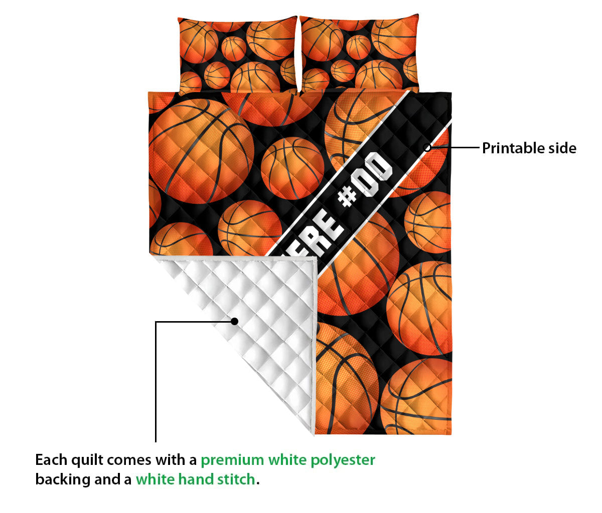 Ohaprints-Quilt-Bed-Set-Pillowcase-Basketball-Ball-Pattern-Sport-Lover-Custom-Personalized-Name-Number-Blanket-Bedspread-Bedding-3390-Queen (80'' x 90'')