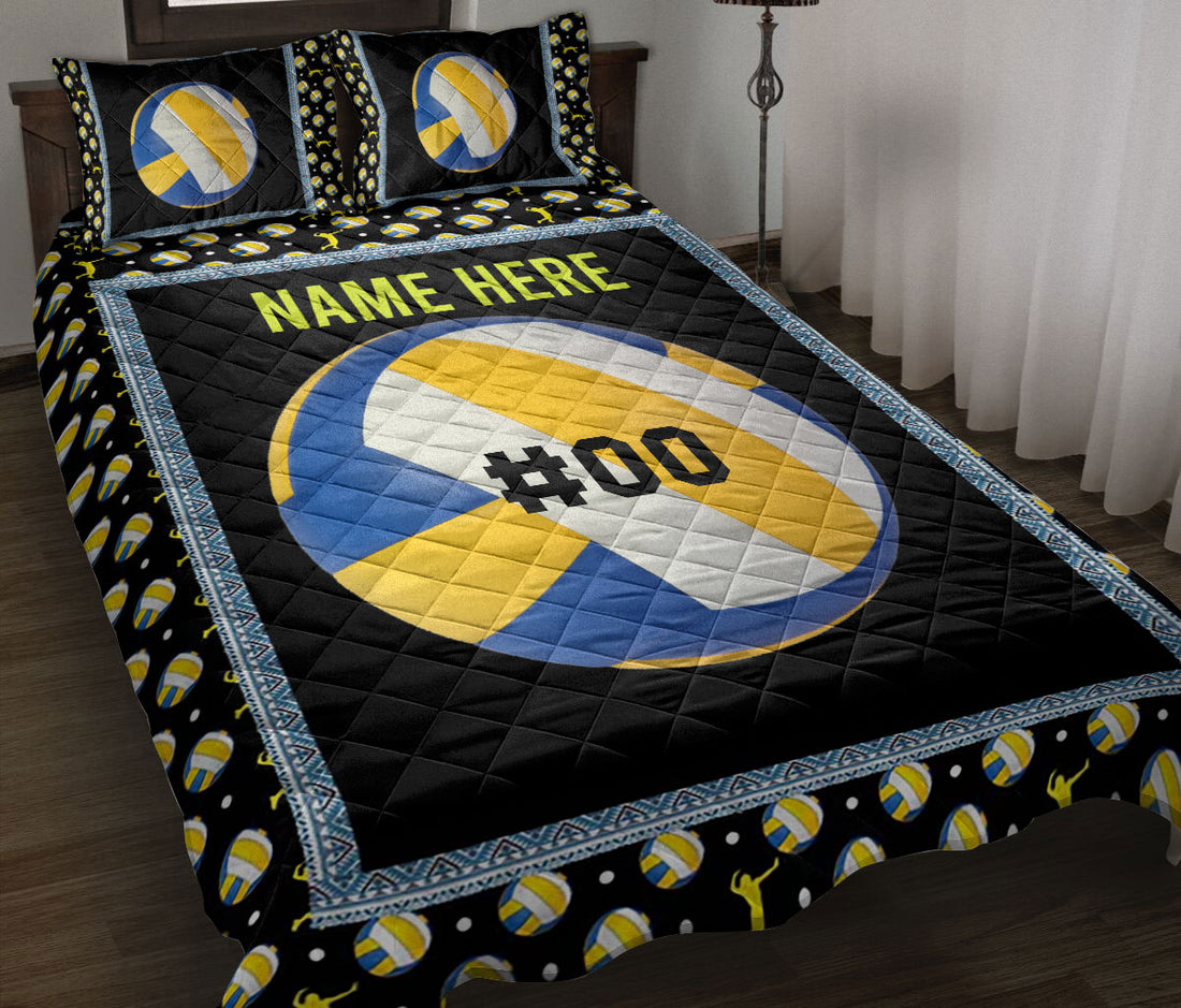 Ohaprints-Quilt-Bed-Set-Pillowcase-Volleyball-Ball-Gift-For-Sport-Lover-Custom-Personalized-Name-Number-Blanket-Bedspread-Bedding-3416-Throw (55'' x 60'')