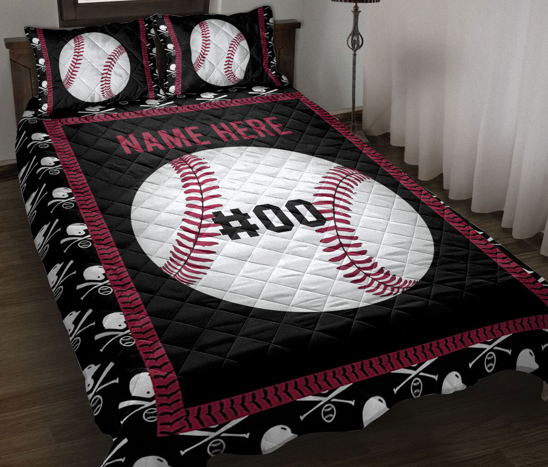Ohaprints-Quilt-Bed-Set-Pillowcase-Baseball-Ball-Pattern-Unique-For-Sport-Lover-Custom-Personalized-Name-Number-Blanket-Bedspread-Bedding-3175-Throw (55'' x 60'')