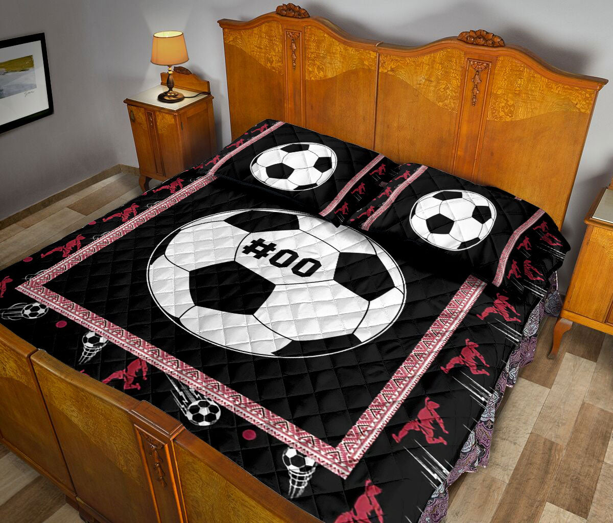 Ohaprints-Quilt-Bed-Set-Pillowcase-Soccer-Ball-Pattern-Gifts-For-Sport-Custom-Personalized-Name-Number-Blanket-Bedspread-Bedding-3366-King (90'' x 100'')