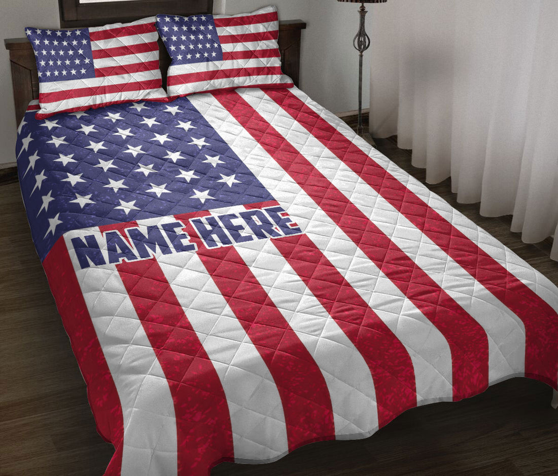 Ohaprints-Quilt-Bed-Set-Pillowcase-American-National-Flag-United-States-Us-Patriotic-Custom-Personalized-Name-Blanket-Bedspread-Bedding-698-Throw (55'' x 60'')