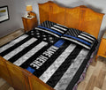 Ohaprints-Quilt-Bed-Set-Pillowcase-Police-Thin-Blue-Line-American-Flag-Back-The-Blue-Custom-Personalized-Name-Blanket-Bedspread-Bedding-708-Queen (80'' x 90'')