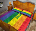 Ohaprints-Quilt-Bed-Set-Pillowcase-Lgbt-Rainbow-Flag-Lgbtq-Pride-Love-Is-Love-Wins-Custom-Personalized-Name-Blanket-Bedspread-Bedding-1356-Queen (80'' x 90'')