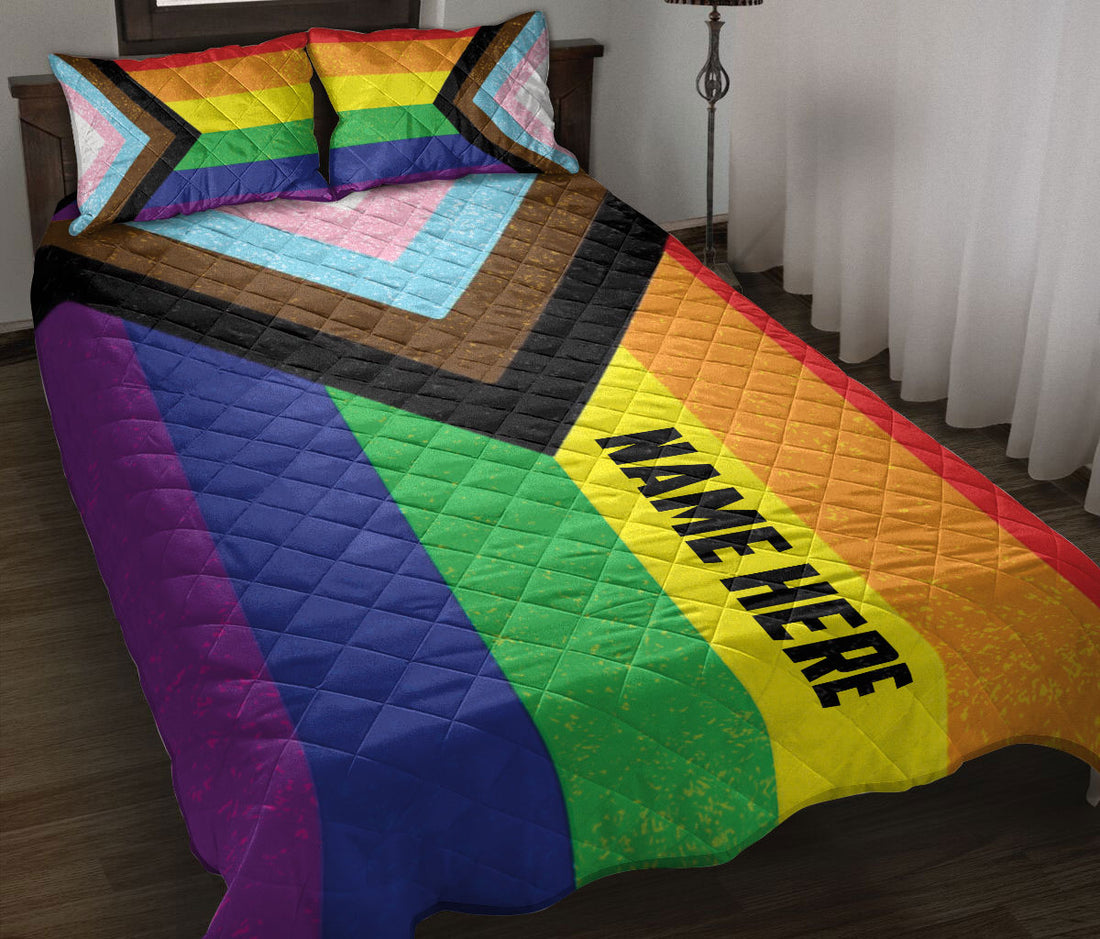 Ohaprints-Quilt-Bed-Set-Pillowcase-Lgbtq-Rainbow-Flag-Lgbt-Pride-Love-Is-Love-Wins-Custom-Personalized-Name-Blanket-Bedspread-Bedding-2948-Throw (55'' x 60'')