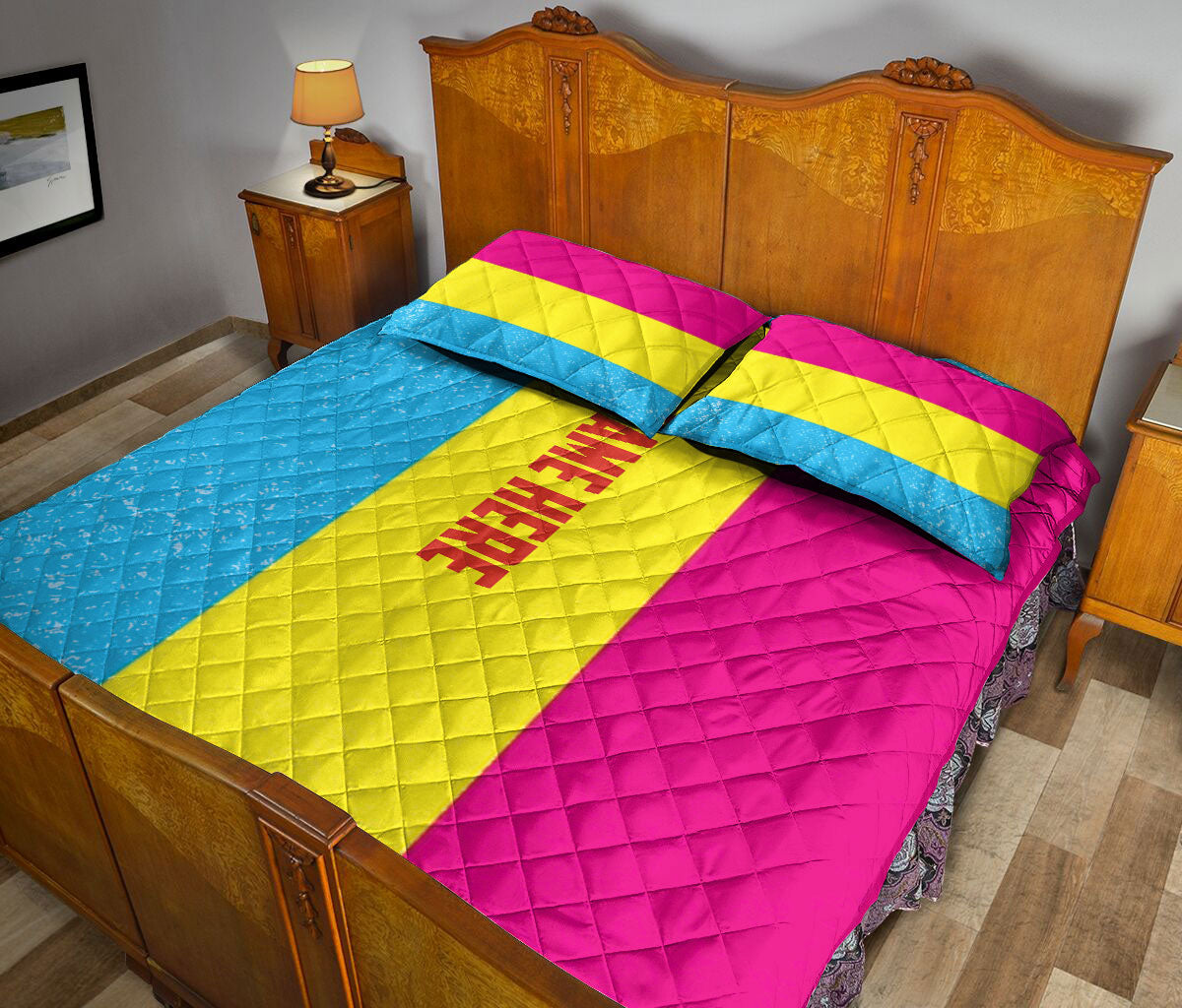 Ohaprints-Quilt-Bed-Set-Pillowcase-Pansexual-Flag-Lgbt-Lgbtq-Pride-Love-Is-Love-Wins-Custom-Personalized-Name-Blanket-Bedspread-Bedding-2461-Queen (80'' x 90'')