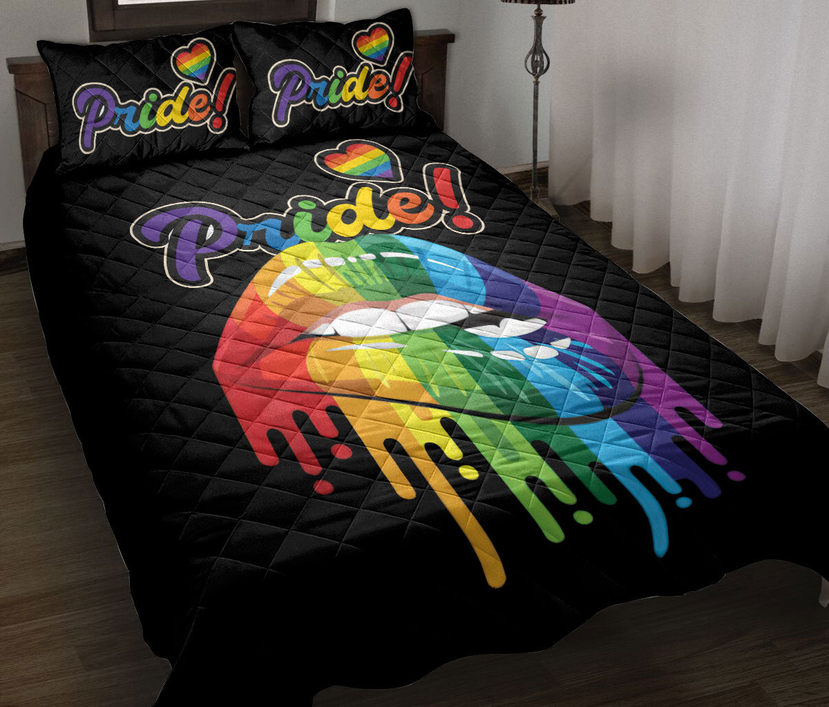 Ohaprints-Quilt-Bed-Set-Pillowcase-Lgbt-Lgbtq-Pride-Rainbow-Melting-Lips-Love-Is-Love-Love-Wins-Blanket-Bedspread-Bedding-1258-Throw (55'' x 60'')