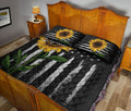 Ohaprints-Quilt-Bed-Set-Pillowcase-Sunflower-Floral-American-Flag-Pattern-Custom-Personalized-Name-Blanket-Bedspread-Bedding-2504-Queen (80'' x 90'')