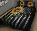 Ohaprints-Quilt-Bed-Set-Pillowcase-Sunflower-Floral-American-Flag-Pattern-Custom-Personalized-Name-Blanket-Bedspread-Bedding-2504-King (90'' x 100'')