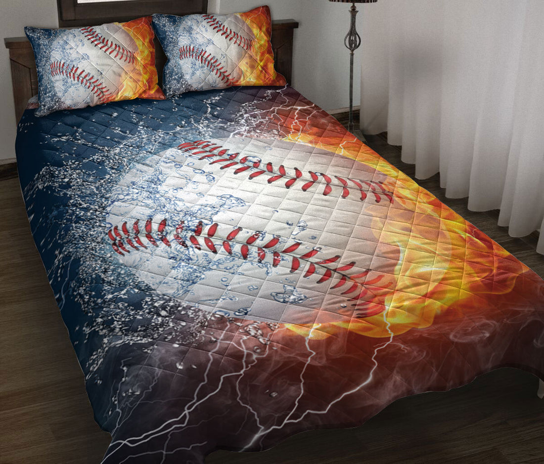 Ohaprints-Quilt-Bed-Set-Pillowcase-Baseball-Ball-Fire-&-Water-Unique-Gift-For-Sports-Lover-Men-Women-Kid-Blanket-Bedspread-Bedding-1427-Throw (55'' x 60'')
